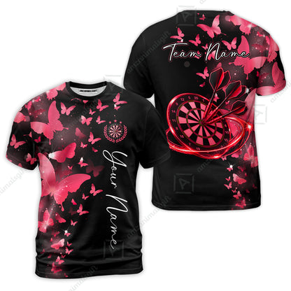 Customized Butterfly Elegant Sparkling Multicolor Darts Jersey, Personalized Name And Team Name For Players