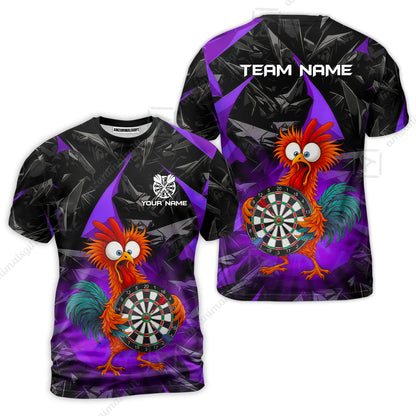 Custom Darts Team Jersey, Personalized Funky Rooster Dart Shirt For Players With Name & Team Name
