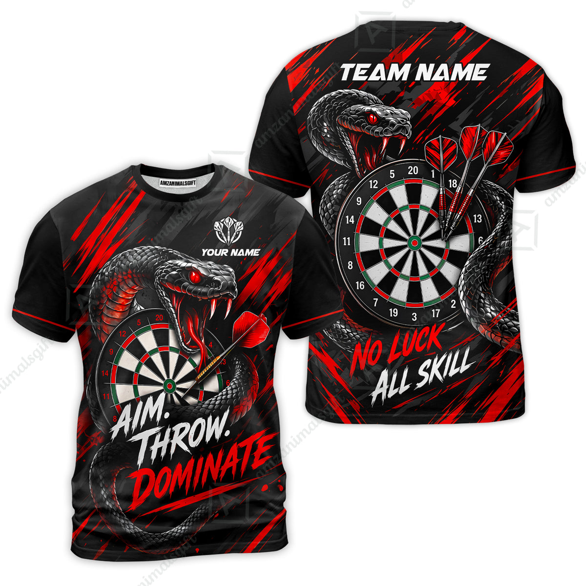 Customized Darts Team Jersey, Personalized Snake Darts Abstract Background Polo Shirt For Players With Name & Team Name