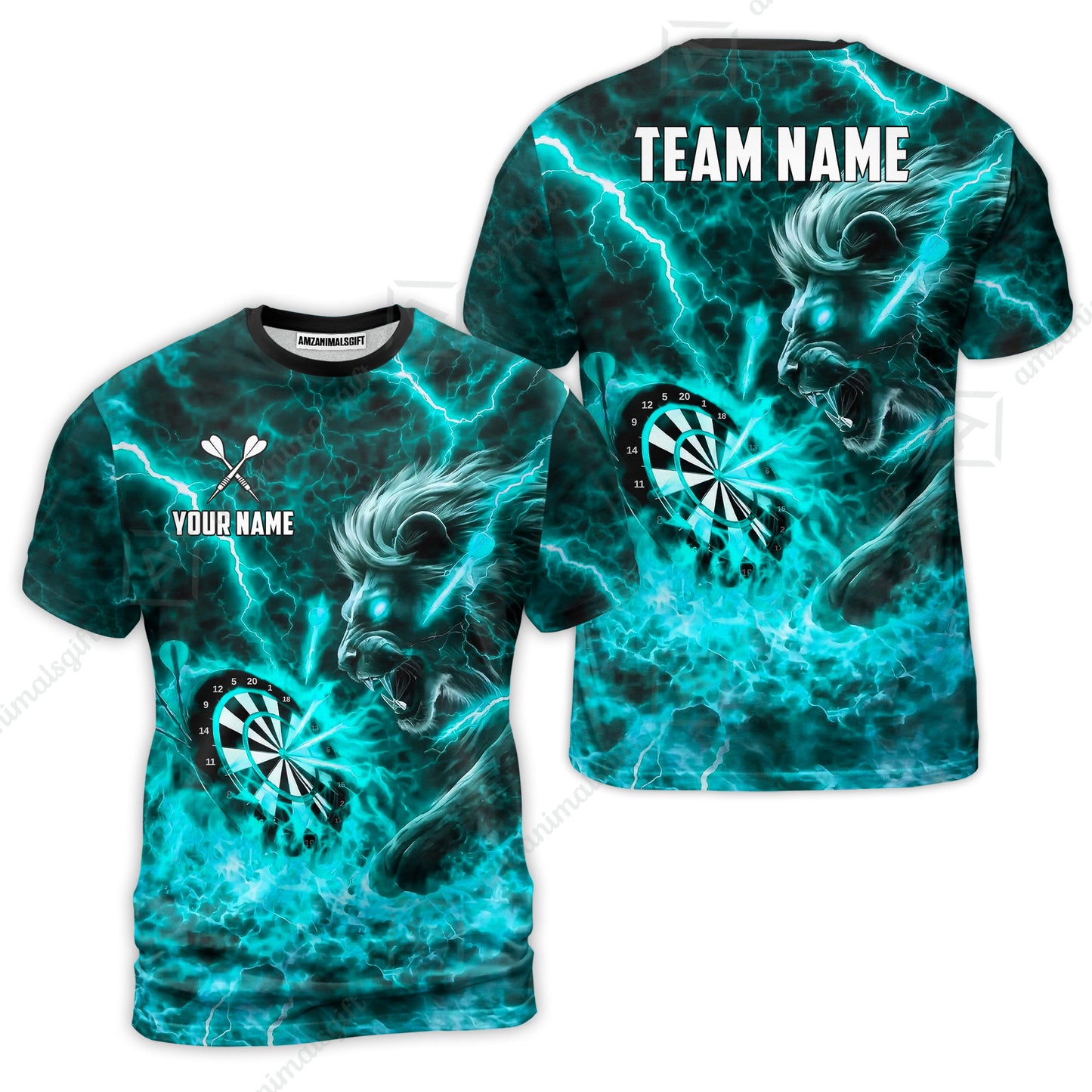 Custom Darts Team Jersey, Personalized Lightning Lion Jersey Shirt For Players With Name & Team Name