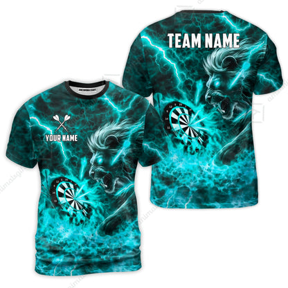 Custom Darts Team Jersey, Personalized Lightning Lion Jersey Shirt For Players With Name & Team Name