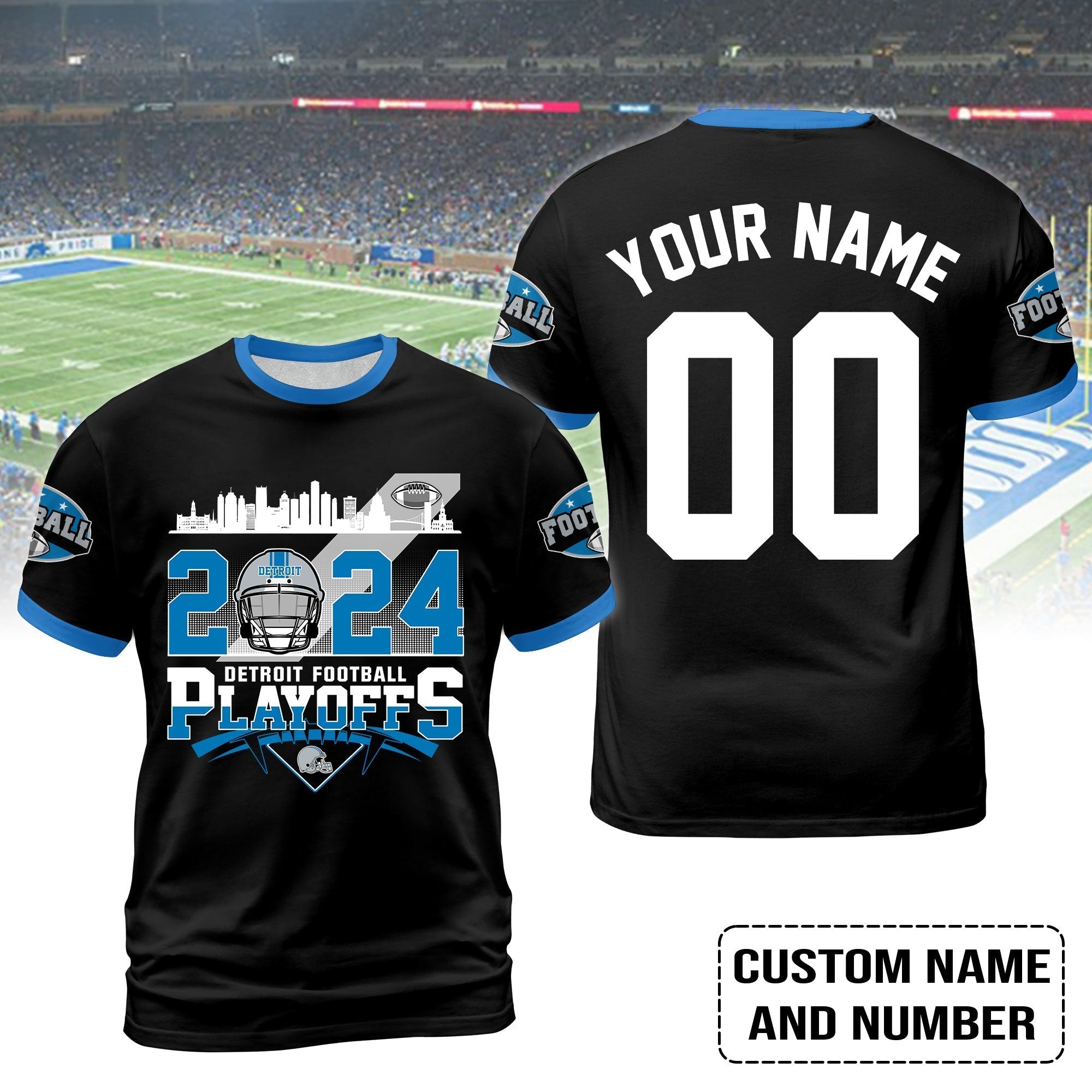 Detroit Football 2023-2024 Playoffs Custom Name T-Shirt, Detroit Game Day T-Shirt, Playoffs Shirts For Detroit Football Fans