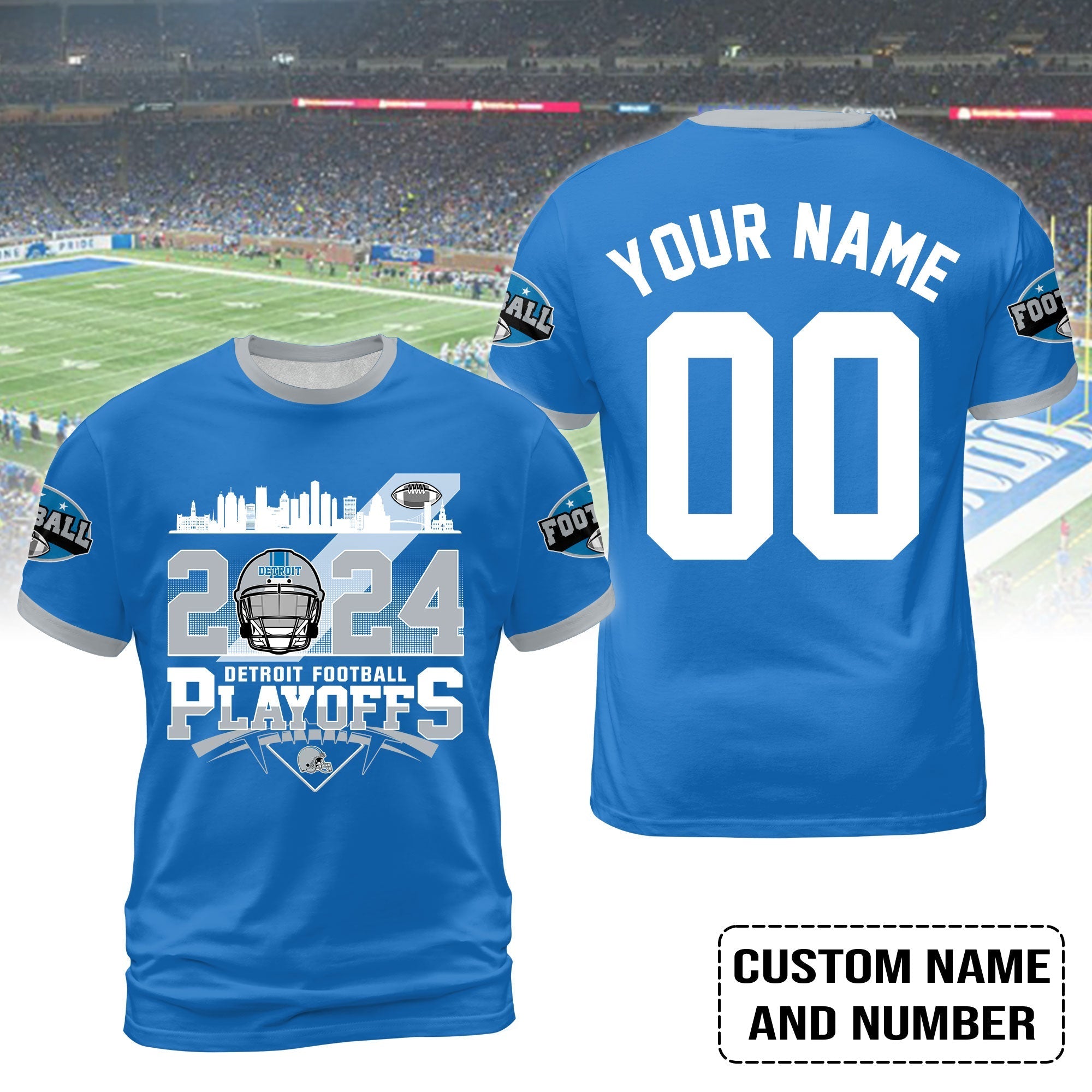 Detroit Football 2023-2024 Playoffs Custom T-Shirt, Detroit Game Day T-Shirt, Playoffs Shirts For Detroit Football Fans