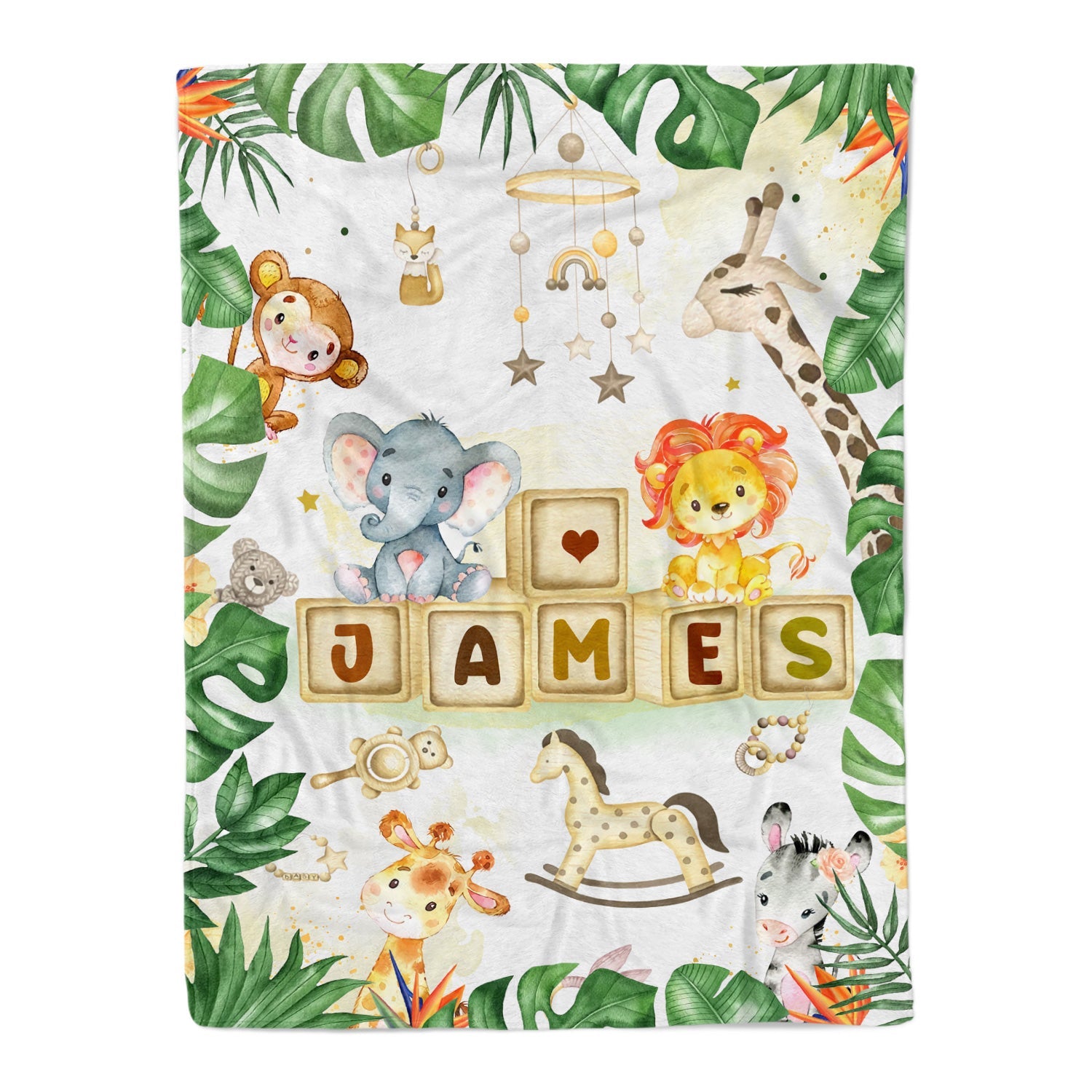 Cute Animal Baby Kids Blanket With Customized Name, Awesome Gift For Son, Daughter