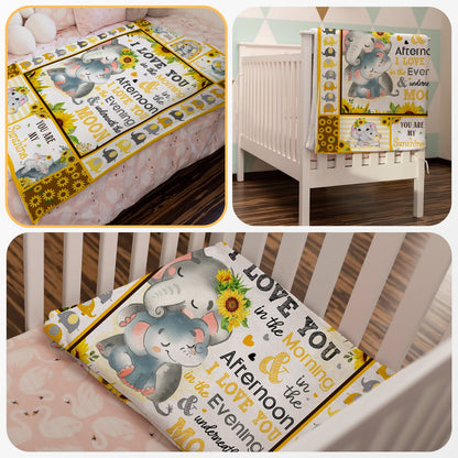 Elephant Sunflowers I Love You In The Morning & Afternoon Baby Kids Blanket