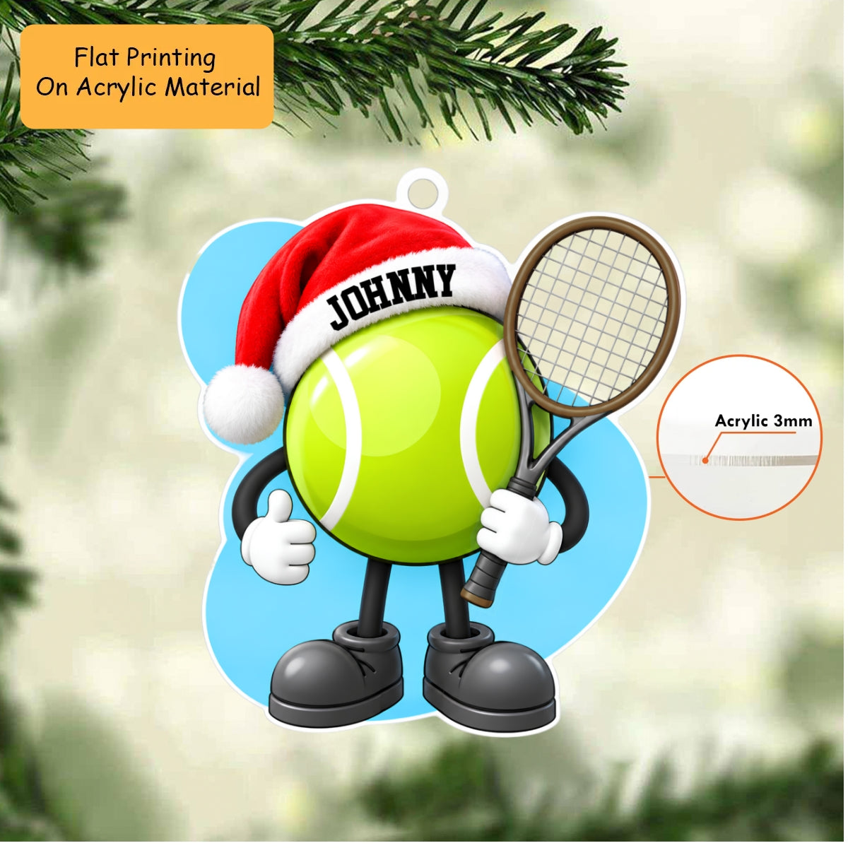 Personalized Christmas Tennis Ornament, Pool & Tennis Ball Player, Custom Ornament Christmas Gift, Keychain Tennis Christmas, Car Ornament Tennis Christmas