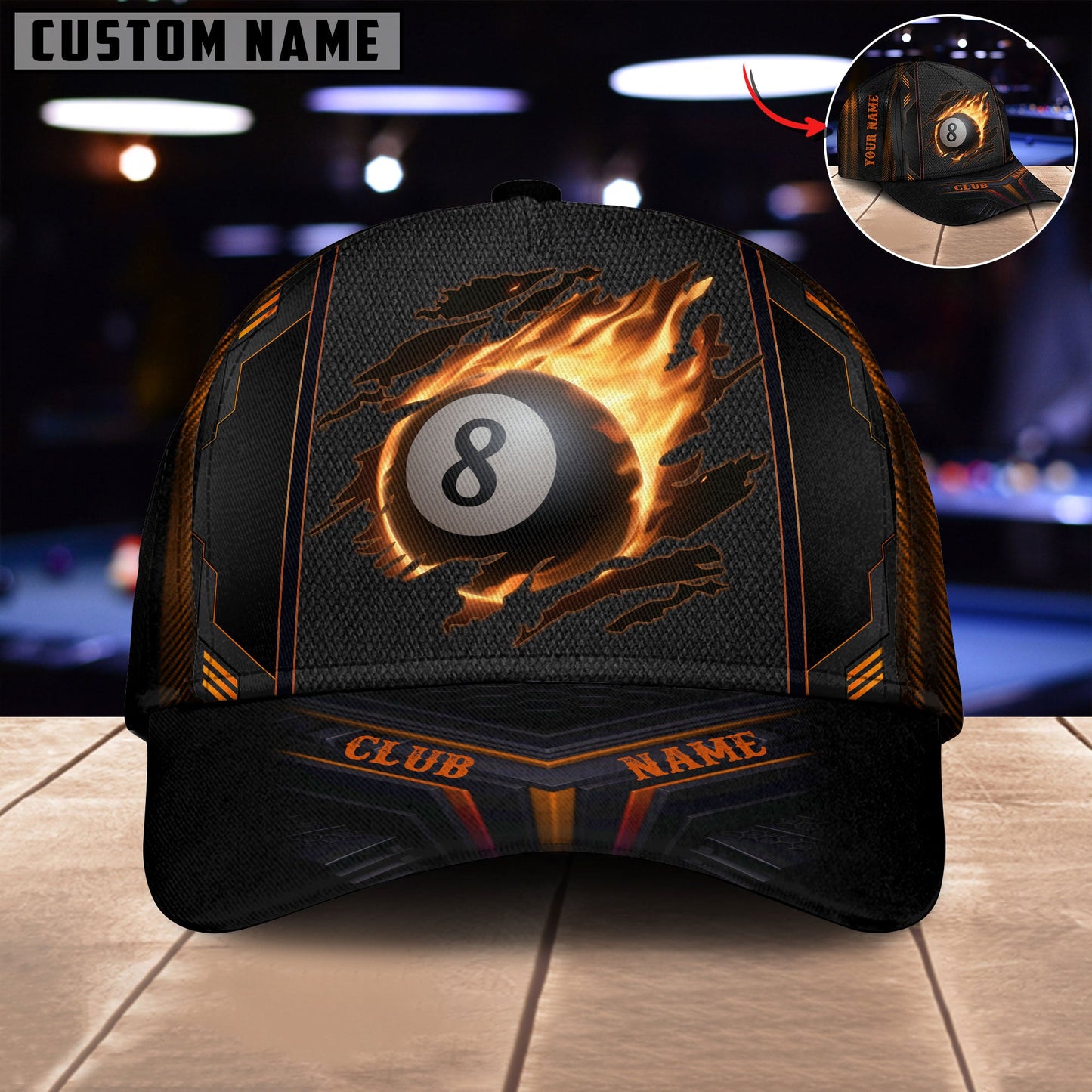 Customized Billiard Cap, Billiard Pool Lover Personalized Name & Team Name 3D Hats, Best Billiard Pool Hat For Billiard Players