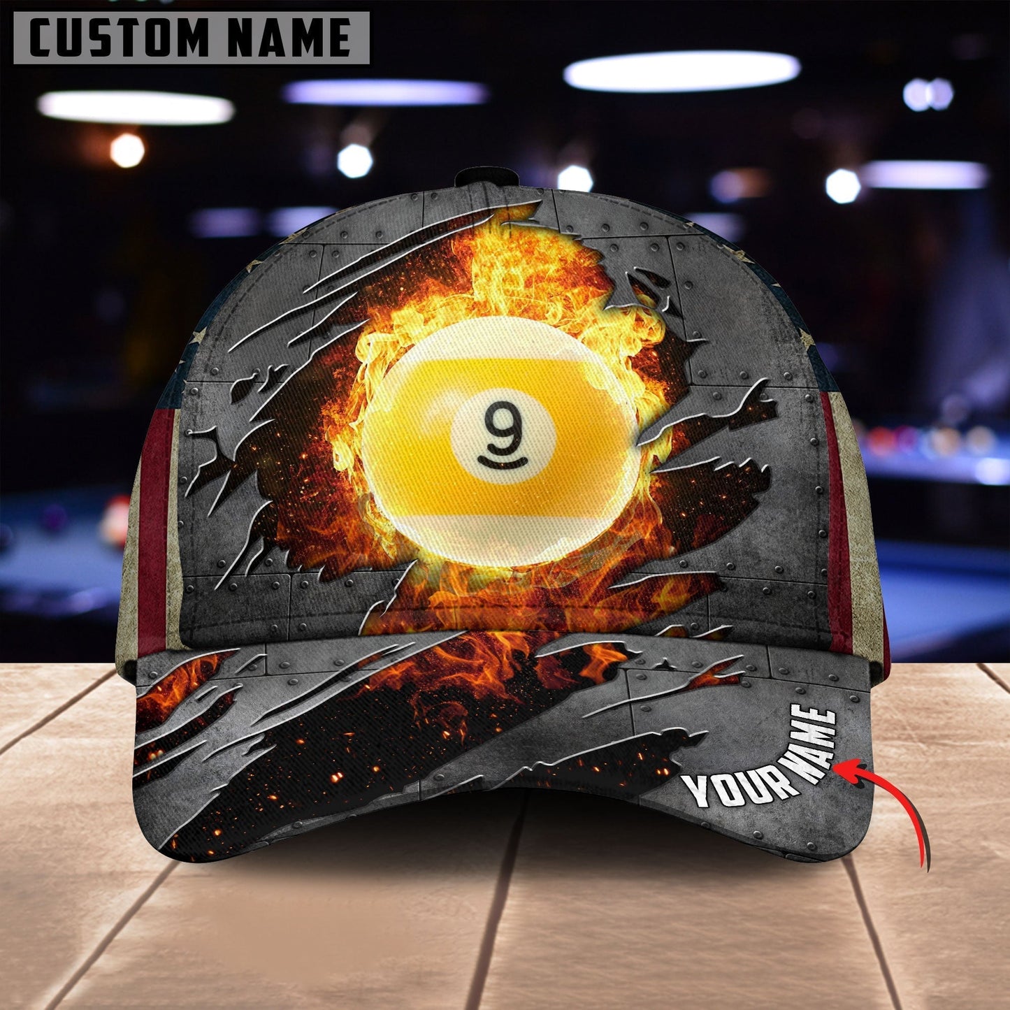 Customized Billiard Cap, Billiard Pool 9 Ball Personalized Name 3D Hats, Best Billiard Pool Hat For Billiard Players