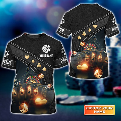 Customized Poker Shirt, Poker Quad Aces Black Leather Shirts, Perfect Outfit For Poker Players