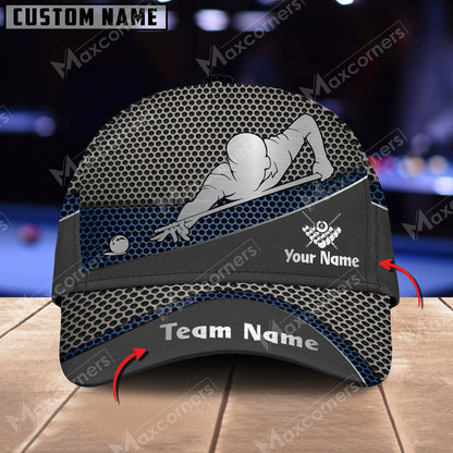 Customized Billiard Cap, Personalized Name Billiard Pool Metal Pattern 3D Classic Hats, Best Billiard Pool Hat For Billiard Players