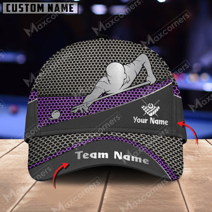 Customized Billiard Cap, Personalized Name Billiard Pool Metal Pattern 3D Classic Hats, Best Billiard Pool Hat For Billiard Players