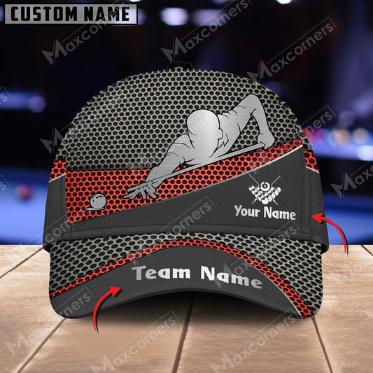 Customized Billiard Cap, Personalized Name Billiard Pool Metal Pattern 3D Classic Hats, Best Billiard Pool Hat For Billiard Players