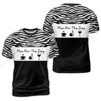 Custom Bowling Jersey Polo Shirt, Plan For The Day Zebra Pattern, Custom Bowling Jersey Team Shirt For Players With Name & Team Name
