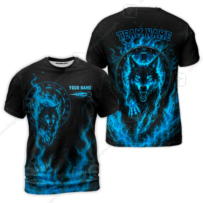 Customized Fire Wolf Dartboard Multicolor Darts Jersey, Personalized Name And Team Name For Players
