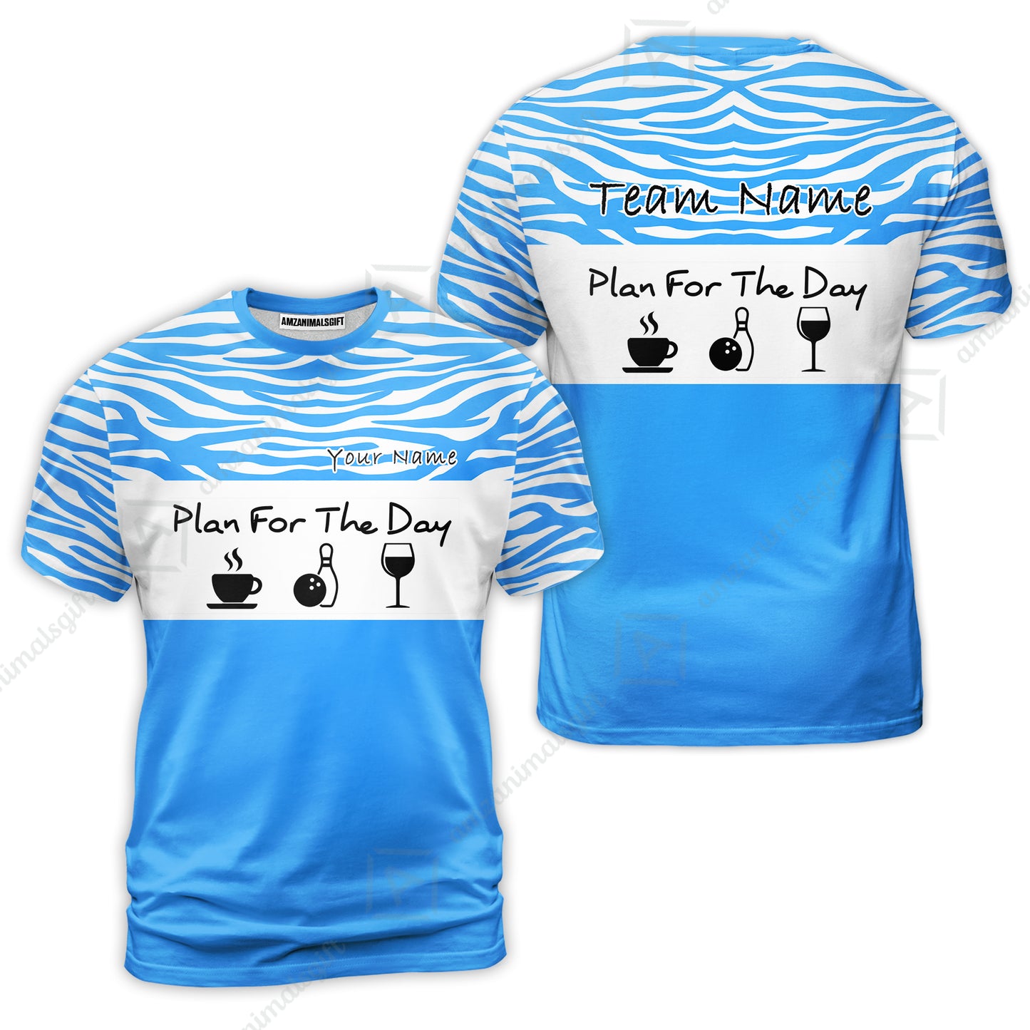 Custom Bowling Jersey Polo Shirt, Plan For The Day Zebra Pattern, Custom Bowling Jersey Team Shirt For Players With Name & Team Name