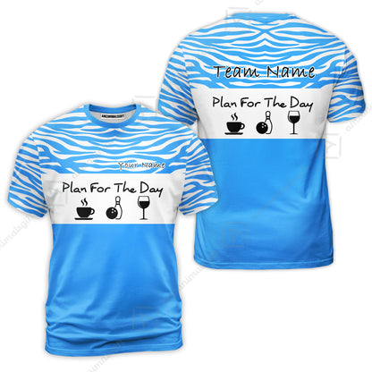 Custom Bowling Jersey Polo Shirt, Plan For The Day Zebra Pattern, Custom Bowling Jersey Team Shirt For Players With Name & Team Name