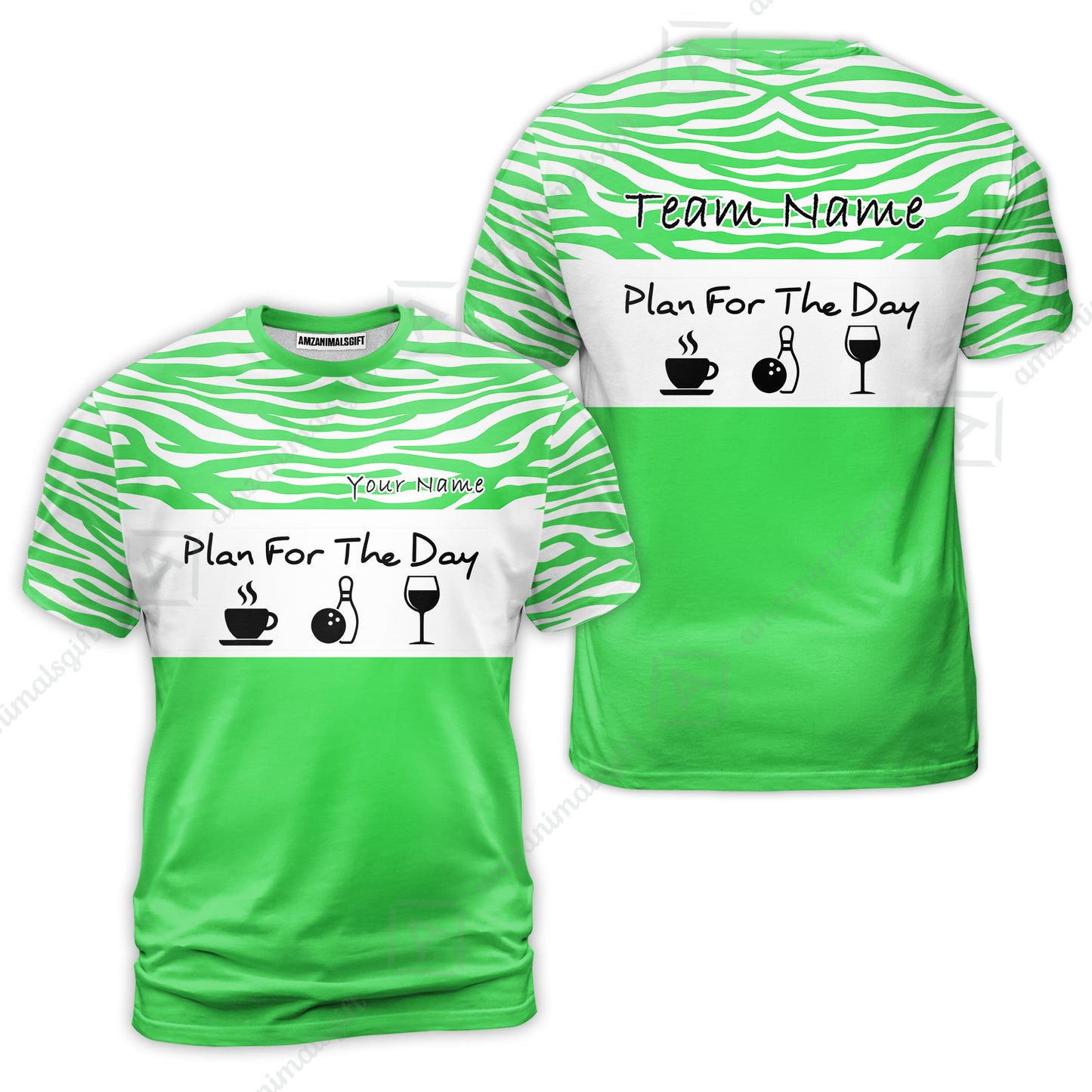 Custom Bowling Jersey Polo Shirt, Plan For The Day Zebra Pattern, Custom Bowling Jersey Team Shirt For Players With Name & Team Name