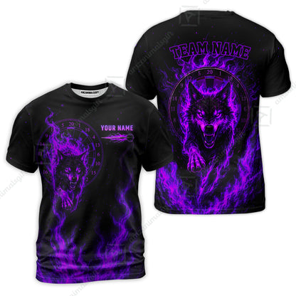 Customized Fire Wolf Dartboard Multicolor Darts Jersey, Personalized Name And Team Name For Players