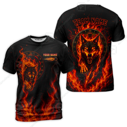 Customized Fire Wolf Dartboard Multicolor Darts Jersey, Personalized Name And Team Name For Players