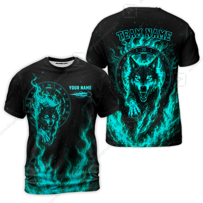 Customized Fire Wolf Dartboard Multicolor Darts Jersey, Personalized Name And Team Name For Players