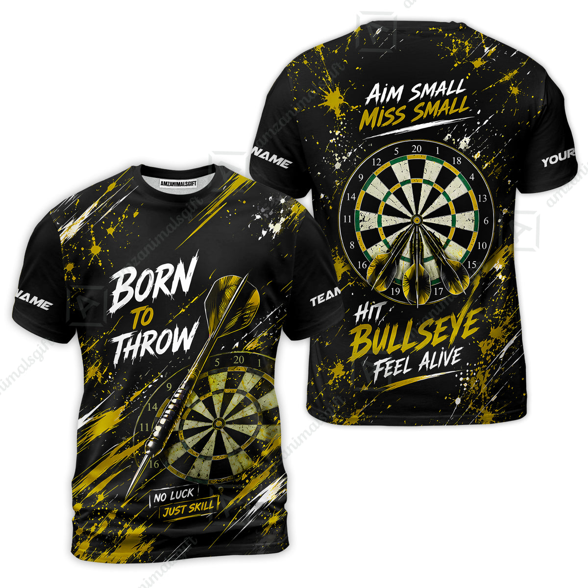 Customized Born To Throw No Luck Just Skill, Hit Bullseye Feel Alive Darts Jersey, Personalized Name And Team Name For Players