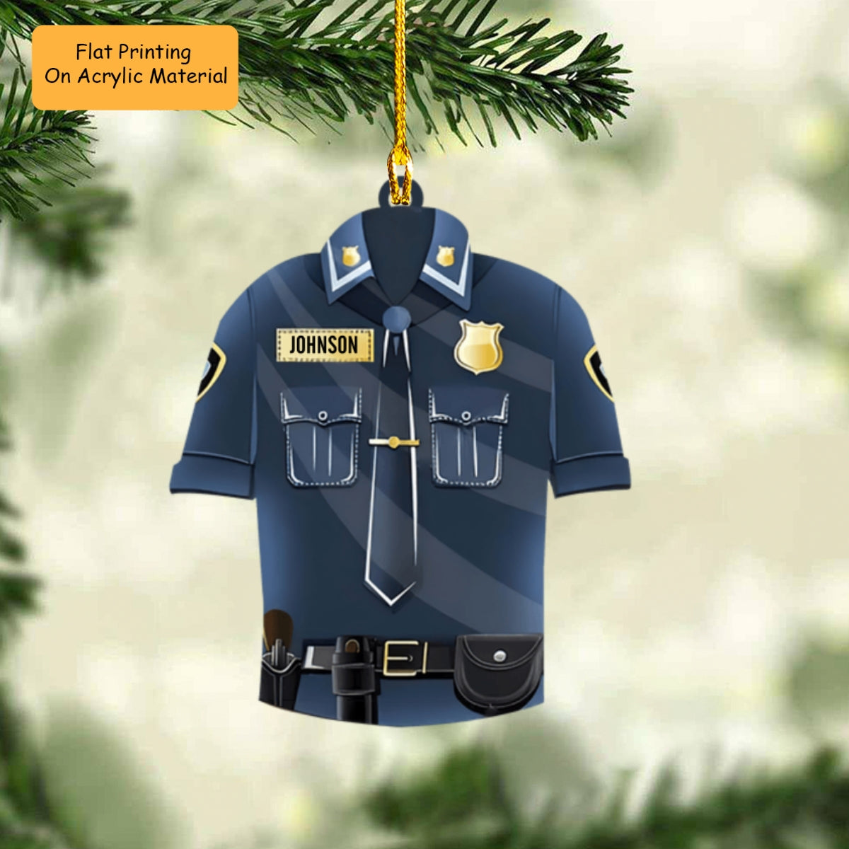 Personalized Police Uniform Flat Acrylic Ornament, Meaningful Christmas Ornament Gifts For Son, Grandson, Police