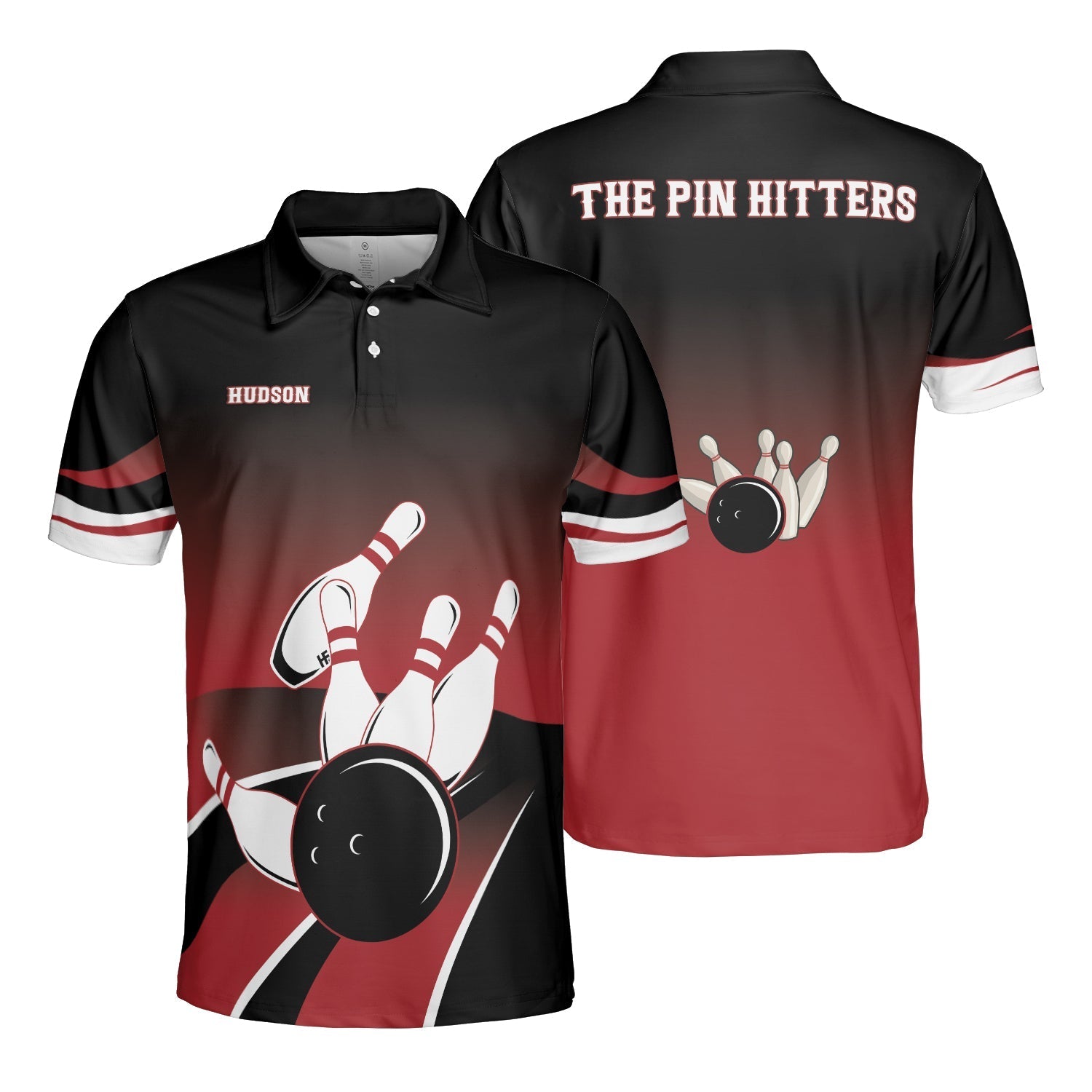 Customized Bowling Men Polo Shirt, The Pin Hitters Custom Polo Shirt - Perfect Gift For Men, Bowlers, Bowling Lovers
