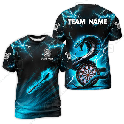 Customized Darts T-Shirt, Darts Thunder Lightning Custom Cobra Snake Men Dart Multicolor Jersey For Darts Player