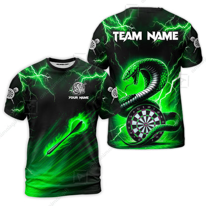 Customized Darts T-Shirt, Darts Thunder Lightning Custom Cobra Snake Men Dart Multicolor Jersey For Darts Player