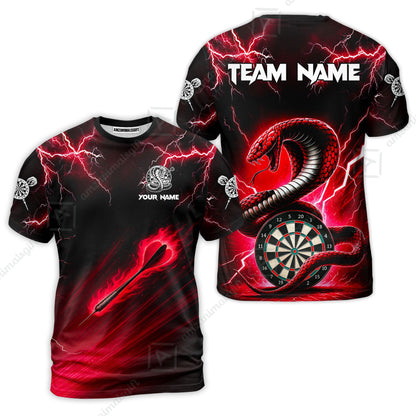 Customized Darts T-Shirt, Darts Thunder Lightning Custom Cobra Snake Men Dart Multicolor Jersey For Darts Player