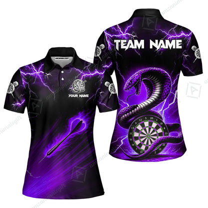 Customized Darts Women Polo Shirt, Darts Thunder Lightning Cobra Snake Multicolor Women Polo Jersey For Darts Player