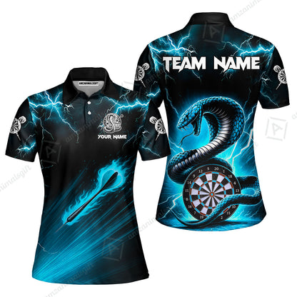 Customized Darts Women Polo Shirt, Darts Thunder Lightning Cobra Snake Multicolor Women Polo Jersey For Darts Player