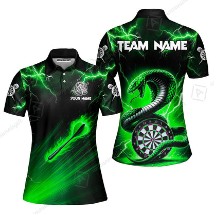 Customized Darts Women Polo Shirt, Darts Thunder Lightning Cobra Snake Multicolor Women Polo Jersey For Darts Player