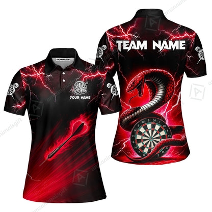 Customized Darts Women Polo Shirt, Darts Thunder Lightning Cobra Snake Multicolor Women Polo Jersey For Darts Player