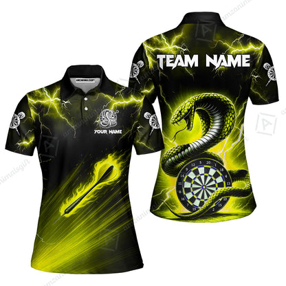 Customized Darts Women Polo Shirt, Darts Thunder Lightning Cobra Snake Multicolor Women Polo Jersey For Darts Player