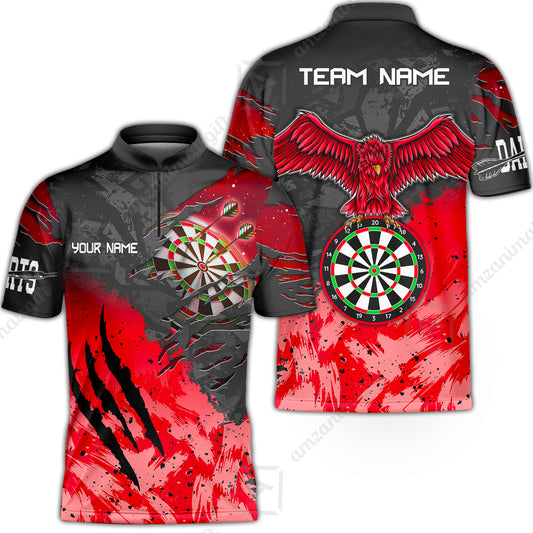 Customized Darts Stand Collar Quarter-Zip Youth Kids Shirt, Darts Eagle Dartboard Multicolor Darts Kids Jersey