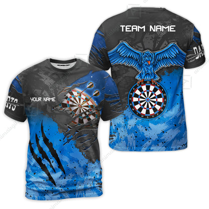Customized Darts T-Shirt, Darts Eagle Dartboard Multicolor Custom Dart T-Shirt Jersey For Darts Player