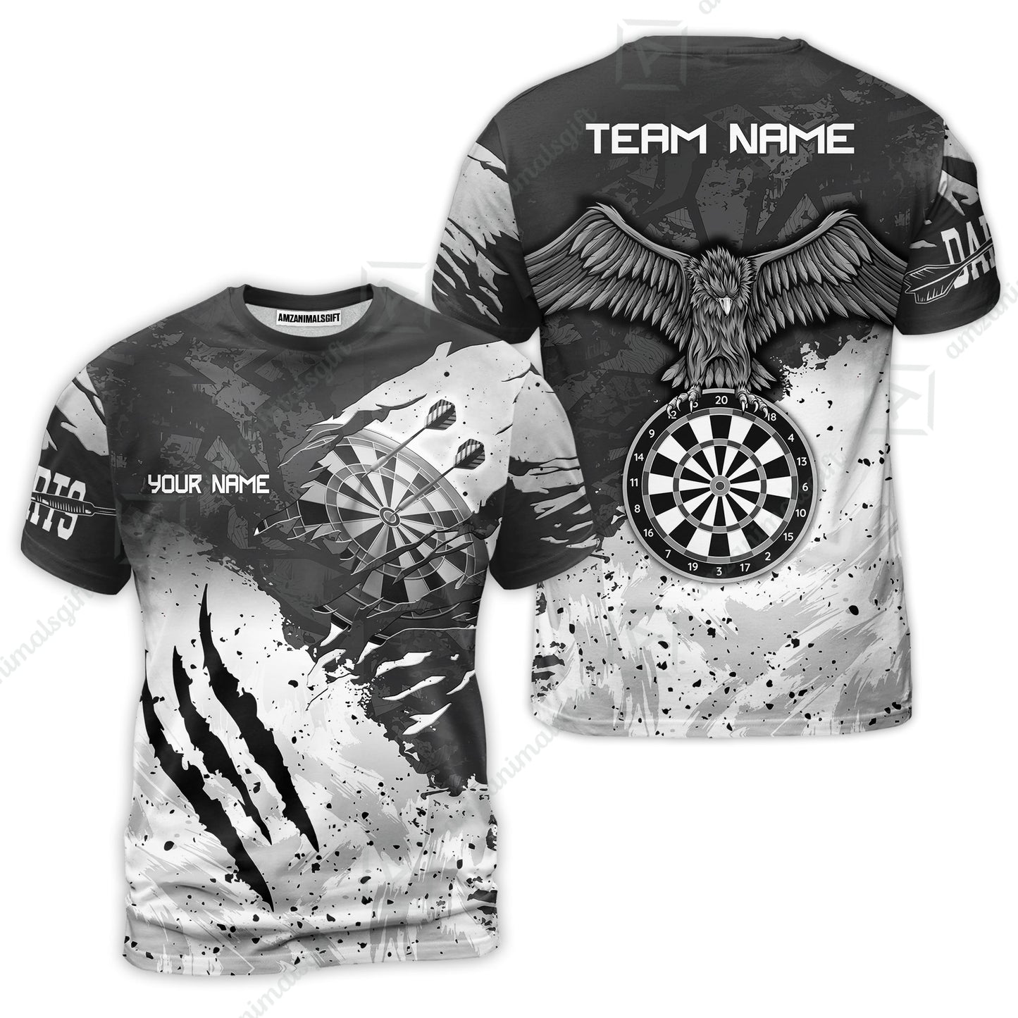 Customized Darts T-Shirt, Darts Eagle Dartboard Multicolor Custom Dart T-Shirt Jersey For Darts Player