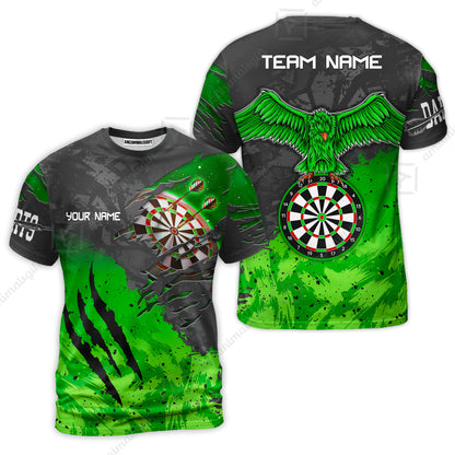Customized Darts T-Shirt, Darts Eagle Dartboard Multicolor Custom Dart T-Shirt Jersey For Darts Player