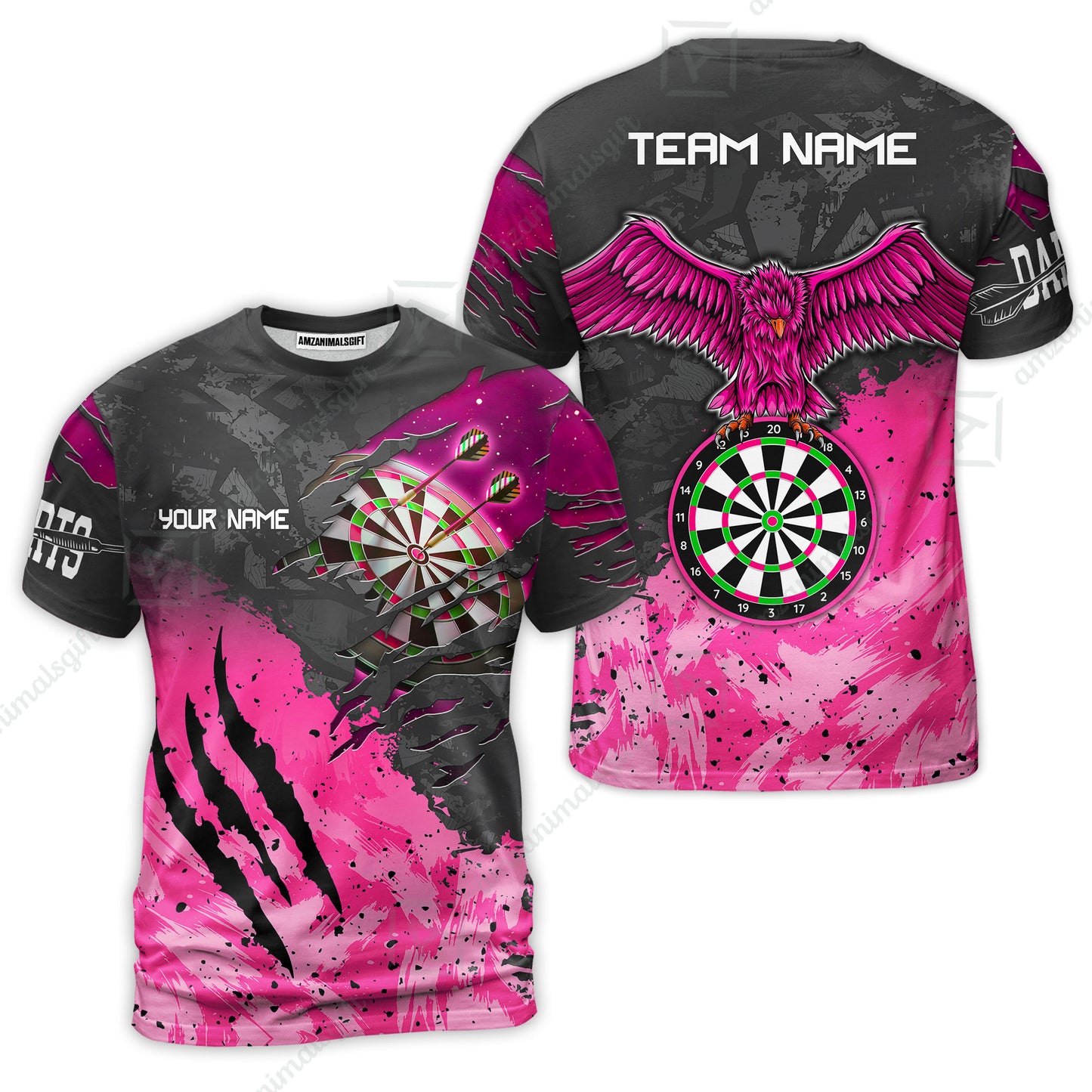 Customized Darts T-Shirt, Darts Eagle Dartboard Multicolor Custom Dart T-Shirt Jersey For Darts Player