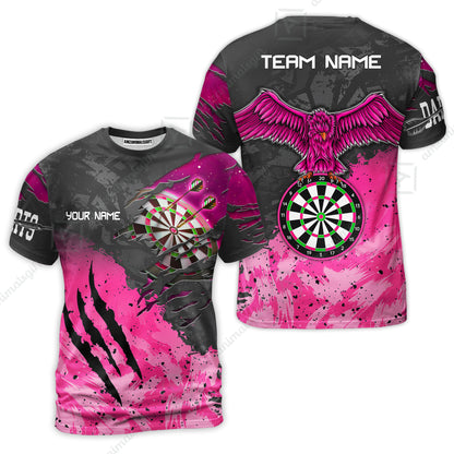 Customized Darts T-Shirt, Darts Eagle Dartboard Multicolor Custom Dart T-Shirt Jersey For Darts Player