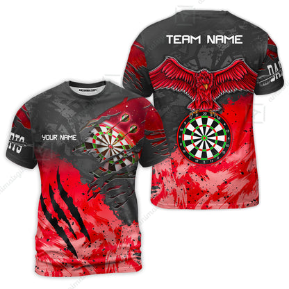Customized Darts T-Shirt, Darts Eagle Dartboard Multicolor Custom Dart T-Shirt Jersey For Darts Player