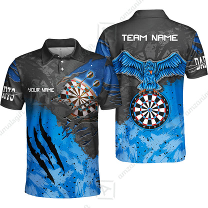 Customized Darts Polo Shirt, Darts Eagle Dartboard Multicolor Custom Dart Polo Shirt Jersey For Darts Player