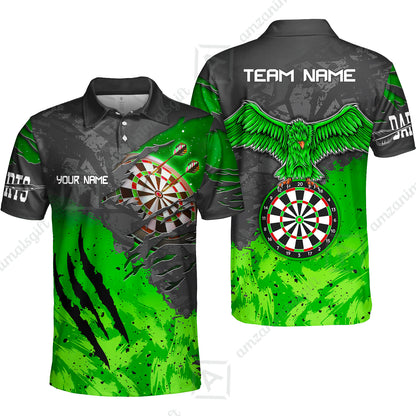 Customized Darts Polo Shirt, Darts Eagle Dartboard Multicolor Custom Dart Polo Shirt Jersey For Darts Player