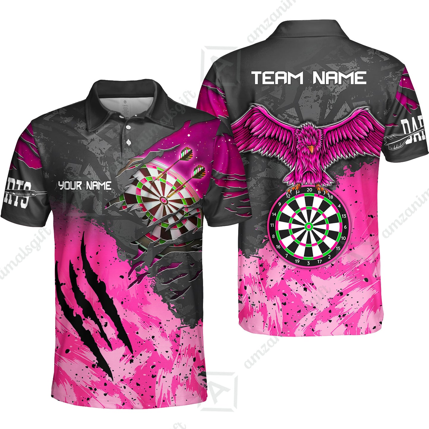 Customized Darts Polo Shirt, Darts Eagle Dartboard Multicolor Custom Dart Polo Shirt Jersey For Darts Player