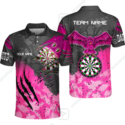 Customized Darts Polo Shirt, Darts Eagle Dartboard Multicolor Custom Dart Polo Shirt Jersey For Darts Player
