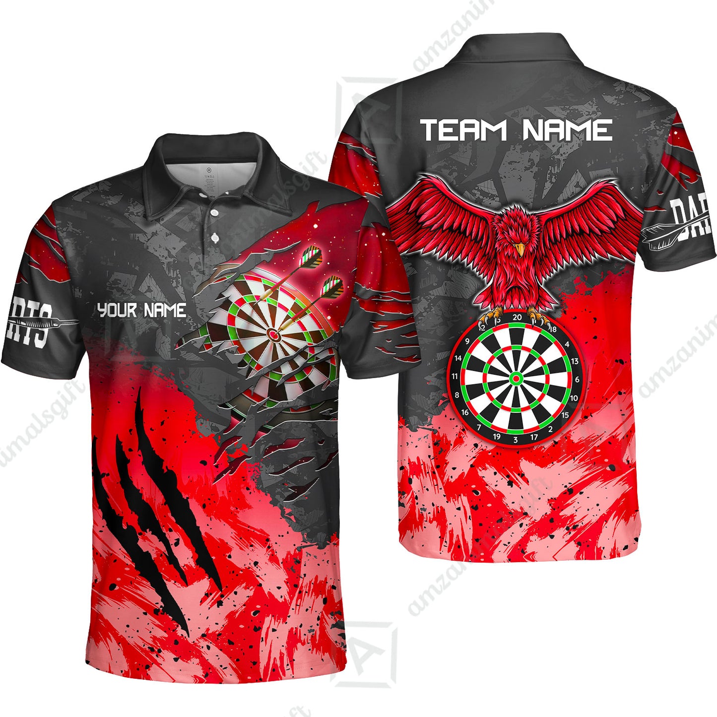 Customized Darts Polo Shirt, Darts Eagle Dartboard Multicolor Custom Dart Polo Shirt Jersey For Darts Player