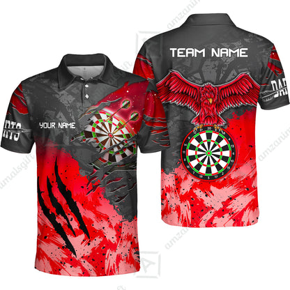 Customized Darts Polo Shirt, Darts Eagle Dartboard Multicolor Custom Dart Polo Shirt Jersey For Darts Player