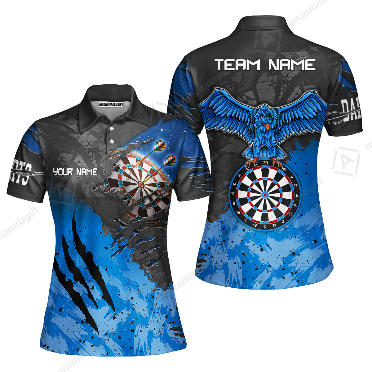 Customized Darts Women Polo Shirt, Darts Eagle Dartboard Multicolor Custom Dart Women Polo Jersey For Darts Player