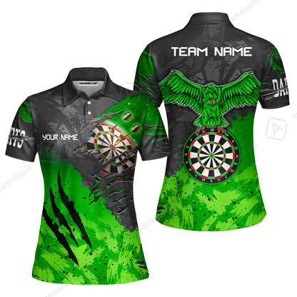 Customized Darts Women Polo Shirt, Darts Eagle Dartboard Multicolor Custom Dart Women Polo Jersey For Darts Player